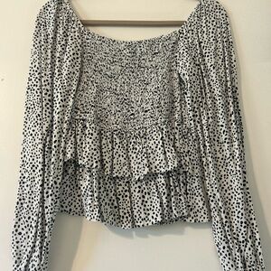 Altar'd State Black and White Polka Dot Blouse